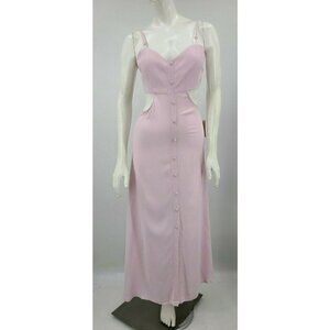 New Flynn Skye Mallory Midi Dress Womens Large Pink Rayon Cut Out Tie Back
